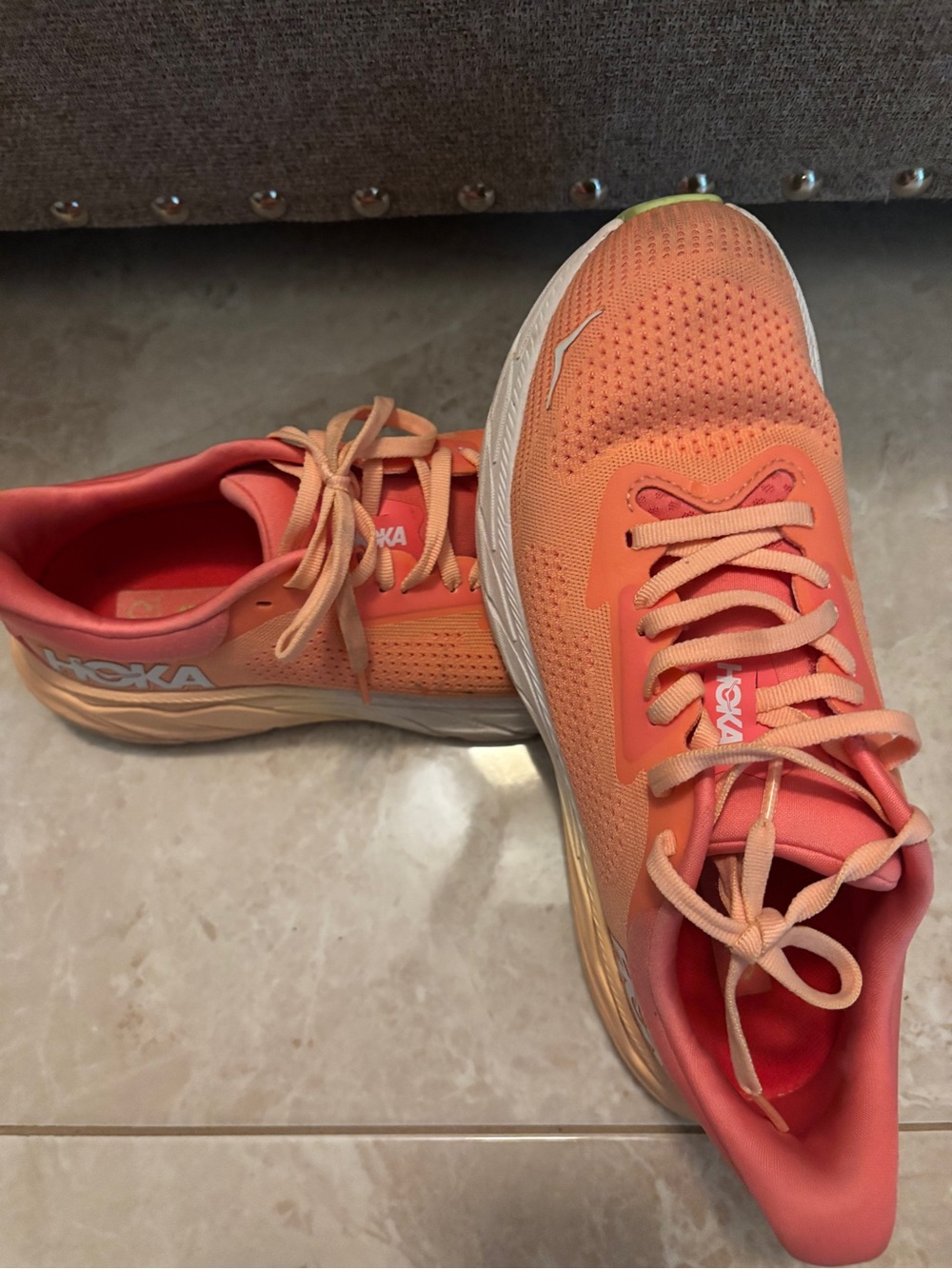 Hoka One One Coral/Peach Women's Athletic Running Shoes